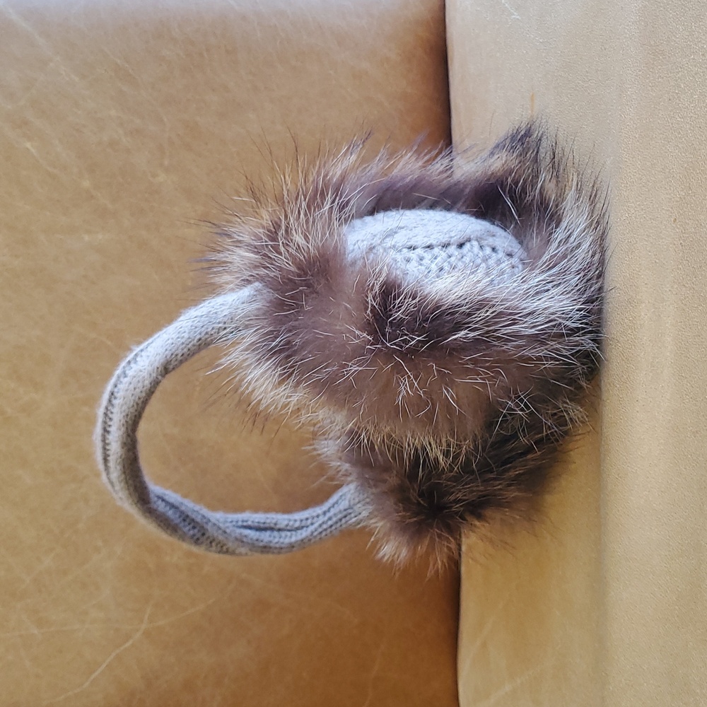 Raccoon Fur Knit Earmuffs